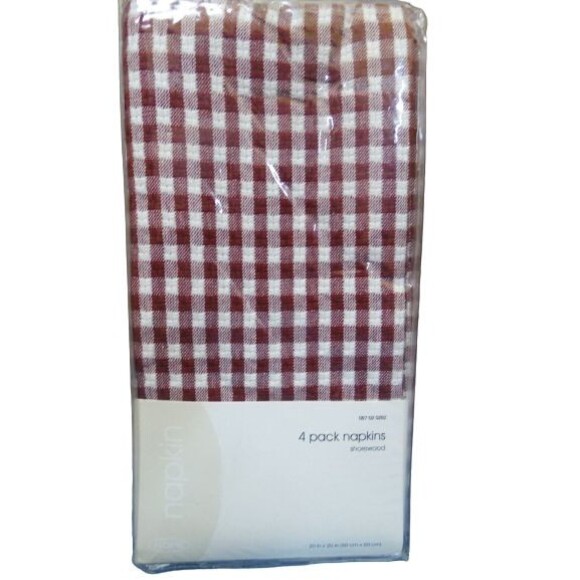 Home Trends 20 x 20 Fabric Napkins Red & White Checkered Shorewood 4 Pack - Picture 1 of 4